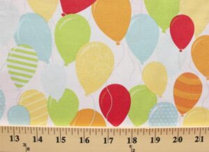 cotton riley blake surprise! balloons party birthday decoration white cotton fabric print by the yard (c3951)