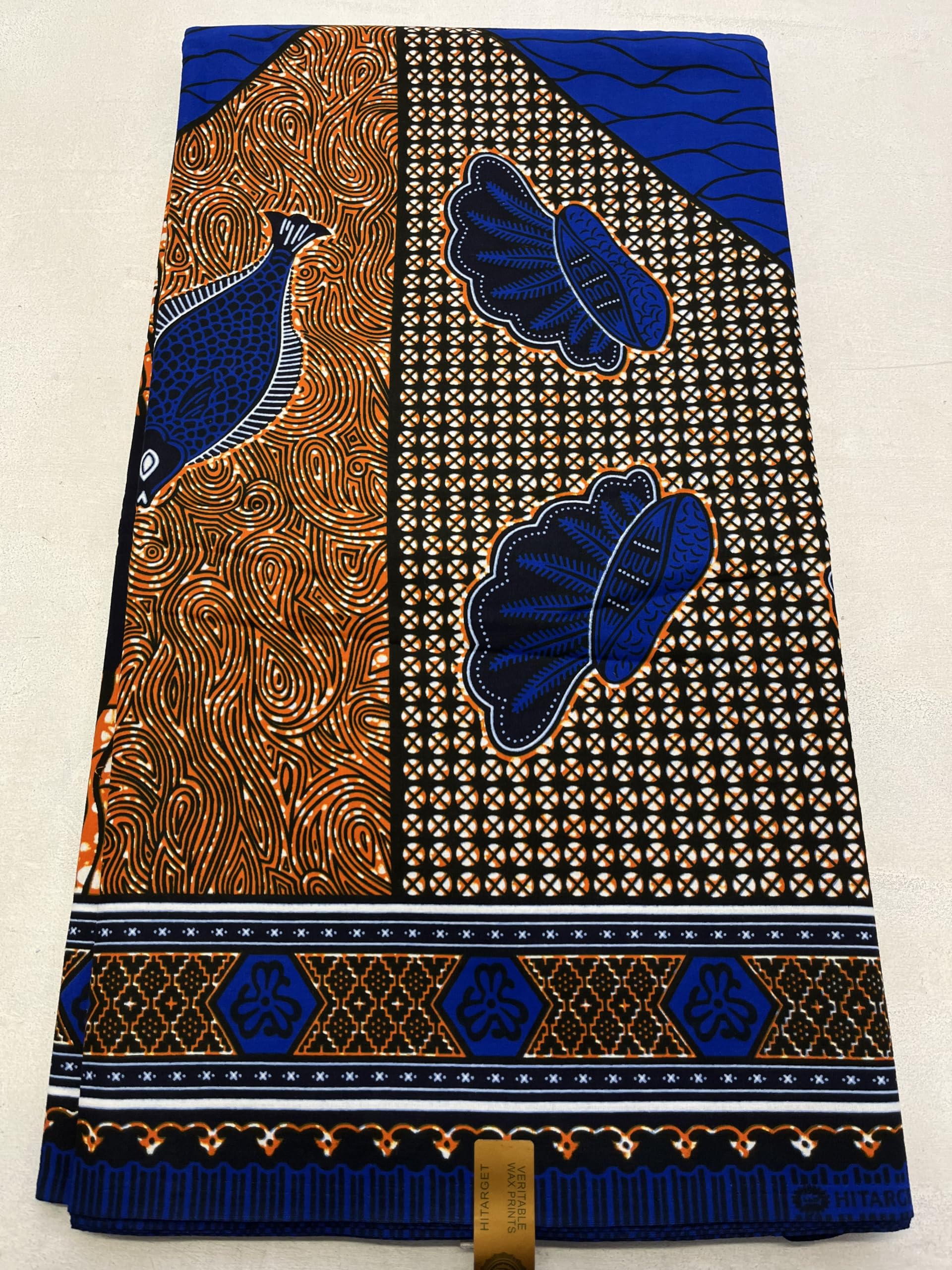 African Guaranteed Wax Block Prints Fabric/African Ankara Wrapper Fabric Wax Fabrics /-Sell by 6 Yards-100% Cotton-for Dresses- Burnt-Orange, Royal-Blue, White,Dark-Blue, Black