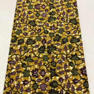 African Guaranteed Wax Block Prints Fabric/African Ankara Wrapper Fabric Wax Fabrics /-Sell by 6 Yards-100% Cotton-for Dresses-Floral Design- Plum,White, Golden-Bron, Black, Green