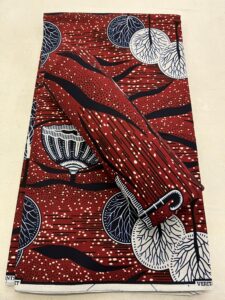 umbrella and trees design african guaranteed wax block prints fabric/african ankara wrapper fabric wax fabrics /-sell by 6 yards-100% cotton-for dresses- dark-red, dark-blue, white, black