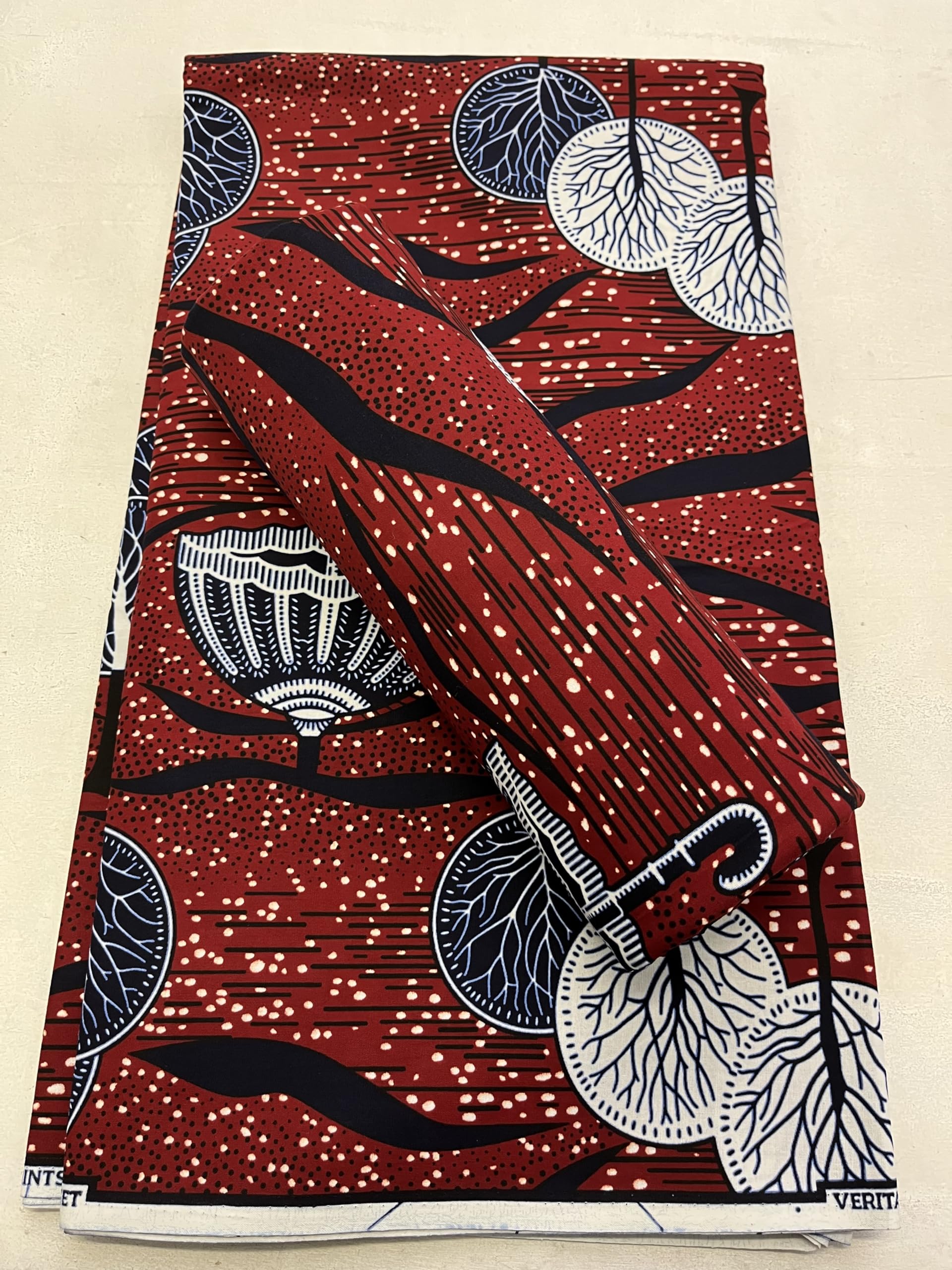 Umbrella and Trees Design African Guaranteed Wax Block Prints Fabric/African Ankara Wrapper Fabric Wax Fabrics /-Sell by 6 Yards-100% Cotton-for Dresses- Dark-Red, Dark-Blue, White, Black