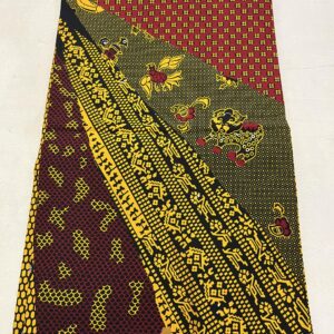 Patchwork Design African Guaranteed Wax Block Prints Fabric/African Ankara Wrapper Fabric Wax Fabrics /-Sell by 6 Yards-100% Cotton-for Dresses- Golden-Yellow, Red, Black, White,Dark-Blue