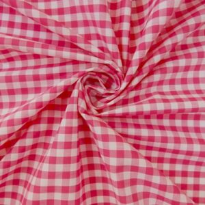 keily & megan inc, 58/60" wide 1/8" gingham checkered plaid poly cotton fabric by the yard (white & fuchsia, 1 yard)