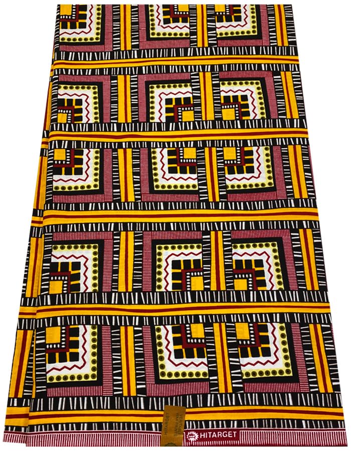 African Angola Ankara Wax Prints Fabrics -Sell by 6 Yards- 100% Cotton-for Men and Women-Red/Yellow/White/Black/Cream/Brown