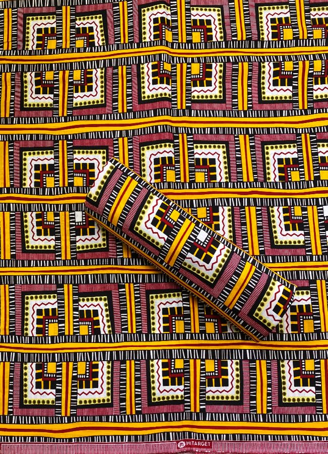 African Angola Ankara Wax Prints Fabrics -Sell by 6 Yards- 100% Cotton-for Men and Women-Red/Yellow/White/Black/Cream/Brown