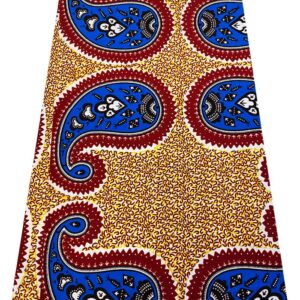 African Ankara Wax Print Fabrics -Paisley Print- Red,Orange, Brown, Blue, White,- Sell by 6 Yards-100% Cotton- for Dresses