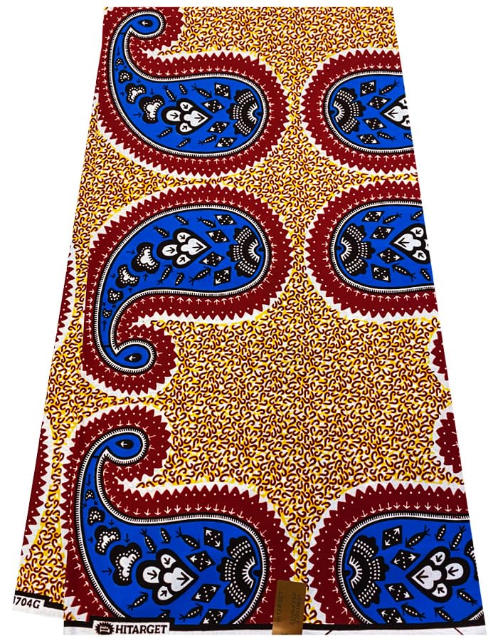 African Ankara Wax Print Fabrics -Paisley Print- Red,Orange, Brown, Blue, White,- Sell by 6 Yards-100% Cotton- for Dresses