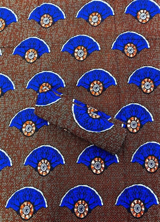 -African Ankara Veritable Wax Print Fabrics -Blue, Dark-Blue, White, Orange, Black- Sell by 6 Yards-100% Cotton- for Dresses