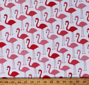 knit flamingos pink birds animals on white urban zoologie 60" wide cotton/spandex fabric by the yard (aakdkx-14719-262bubblegum)