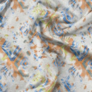 Soimoi Floral Print, Cotton Cambric, Quilting Fabric Sold by The Yard 42 Inch Wide, Medium Weight Cotton Fabric, Sewing Supplies,White & Orange