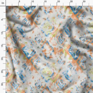 Soimoi Floral Print, Cotton Cambric, Quilting Fabric Sold by The Yard 42 Inch Wide, Medium Weight Cotton Fabric, Sewing Supplies,White & Orange