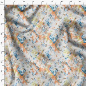Soimoi Floral Print, Cotton Cambric, Quilting Fabric Sold by The Yard 42 Inch Wide, Medium Weight Cotton Fabric, Sewing Supplies,White & Orange