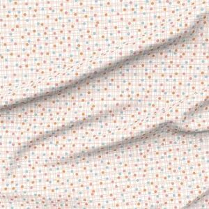 Spoonflower Fabric - Plaid Polka Dots Polkadot Grid Lines Pink White Orange Blue Stripes Printed on Cotton Poplin Fabric by The Yard - Sewing Shirting Quilting Dresses Apparel Crafts