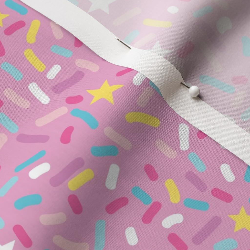 Spoonflower Fabric - Sprinkles Ice Cream Stars Pink White Pastel Party Desert Donut Printed on Cotton Poplin Fabric by The Yard - Sewing Shirting Quilting Dresses Apparel Crafts