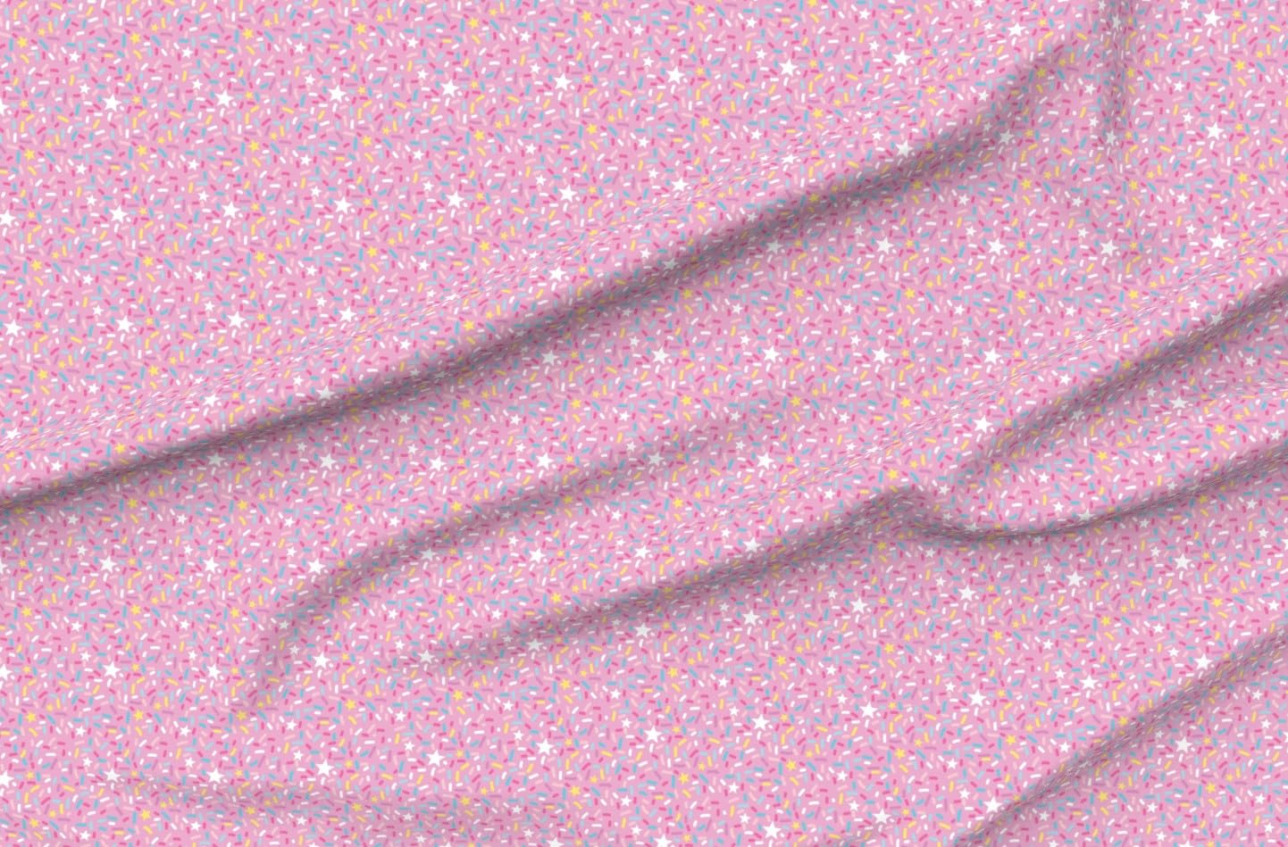 Spoonflower Fabric - Sprinkles Ice Cream Stars Pink White Pastel Party Desert Donut Printed on Cotton Poplin Fabric by The Yard - Sewing Shirting Quilting Dresses Apparel Crafts