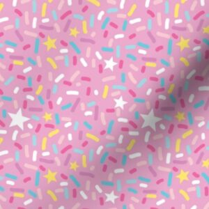 Spoonflower Fabric - Sprinkles Ice Cream Stars Pink White Pastel Party Desert Donut Printed on Cotton Poplin Fabric by The Yard - Sewing Shirting Quilting Dresses Apparel Crafts