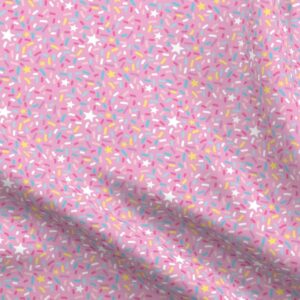 Spoonflower Fabric - Sprinkles Ice Cream Stars Pink White Pastel Party Desert Donut Printed on Cotton Poplin Fabric by The Yard - Sewing Shirting Quilting Dresses Apparel Crafts