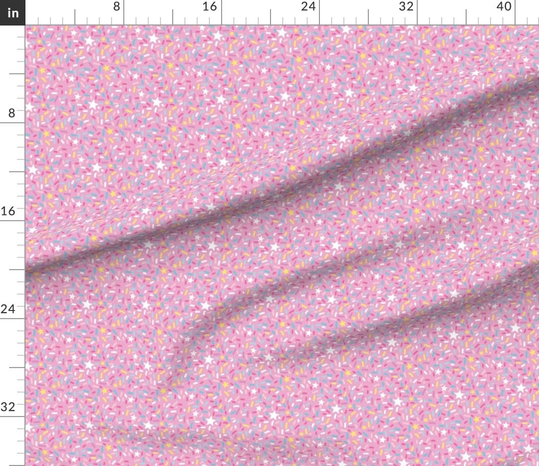 Spoonflower Fabric - Sprinkles Ice Cream Stars Pink White Pastel Party Desert Donut Printed on Cotton Poplin Fabric by The Yard - Sewing Shirting Quilting Dresses Apparel Crafts