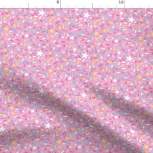 Spoonflower Fabric - Sprinkles Ice Cream Stars Pink White Pastel Party Desert Donut Printed on Cotton Poplin Fabric by The Yard - Sewing Shirting Quilting Dresses Apparel Crafts