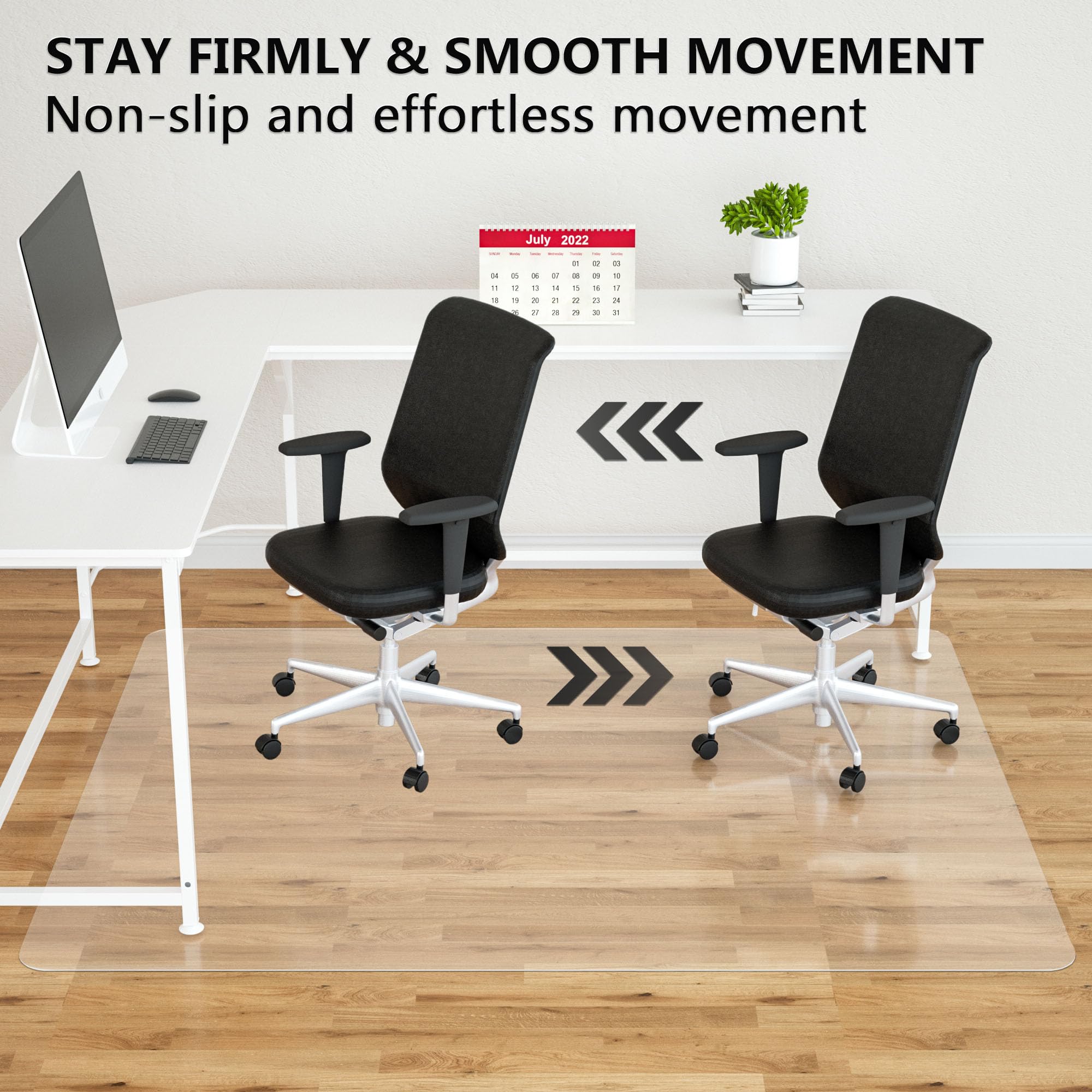Amyracel Extra Large Office Chair Mat for Hardwood Floor- 46" x 72" Clear Computer Desk Chair Floor Mat for Hard Wood/Tile Floors, Easy Glide Floor Protector Mat for Rolling Chairs at Home or Work
