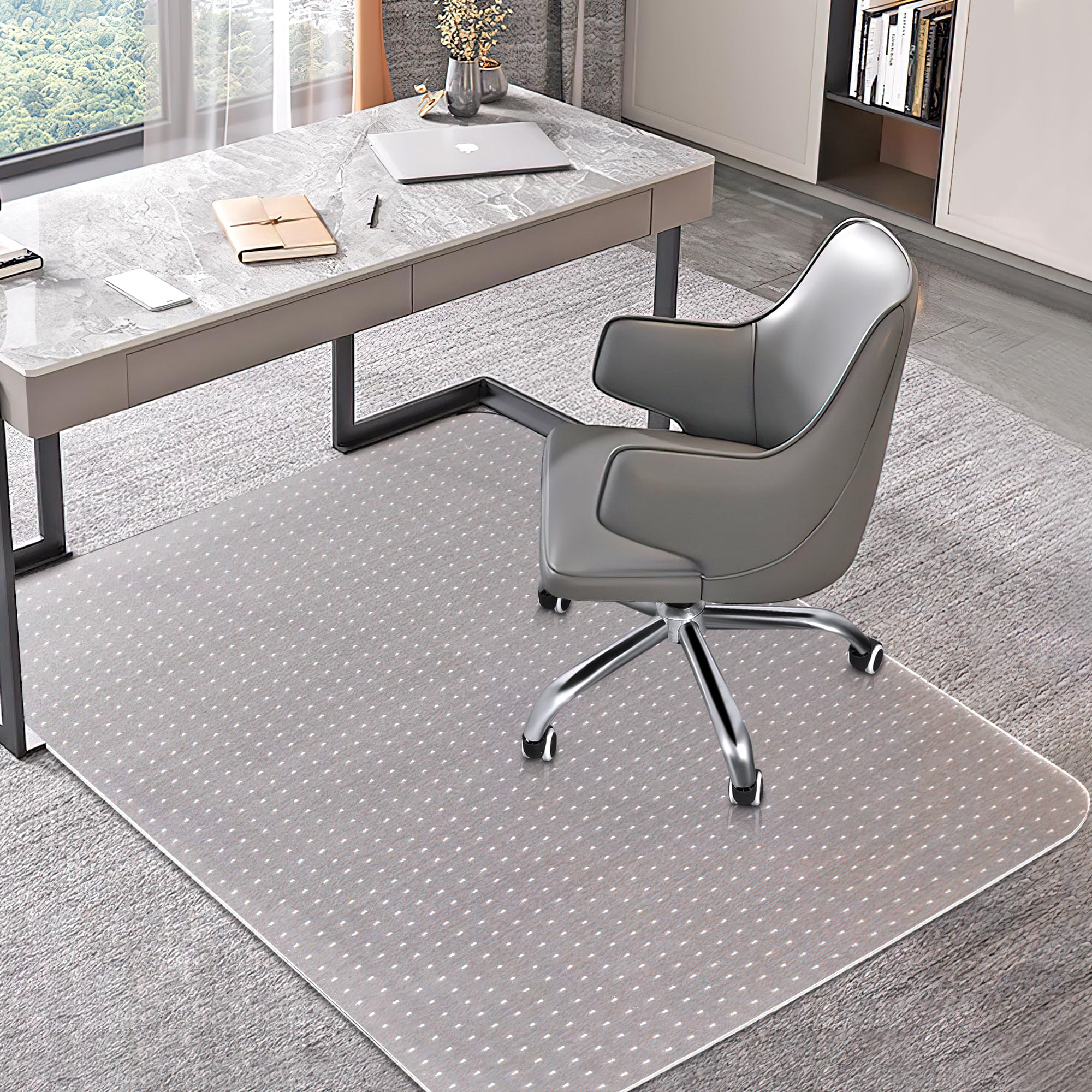 Office Chair Mat for Carpeted Floors, 30'' x 48'' Clear Computer Desk Chair Mat for Low and No Pile Carpeted Floors, Thick and Sturdy Carpet Protector, Easy Glide and Flat Without Curling