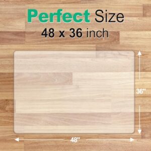 Clear Chair Mat for Hardwood Floor: 48" x 36" Plastic Office Chair Mats for Hard Wood and Tile Floor, Easy Glide No-Slip Floor Mat for Rolling Chair, Heavy Duty Pvc Floor Protector under Computer Desk