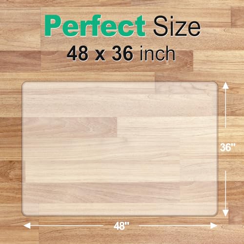 Clear Chair Mat for Hardwood Floor: 48" x 36" Plastic Office Chair Mats for Hard Wood and Tile Floor, Easy Glide No-Slip Floor Mat for Rolling Chair, Heavy Duty Pvc Floor Protector under Computer Desk