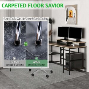 100pointONE Extra Large Office Chair Mat for Carpet, 46" x 60" Clear Desk Chair Mat for Low Pile Carpeted Floors- Easy Glide Plastic Floor Mat for Office Chair on Carpet