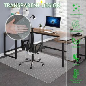 100pointONE Extra Large Office Chair Mat for Carpet, 46" x 60" Clear Desk Chair Mat for Low Pile Carpeted Floors- Easy Glide Plastic Floor Mat for Office Chair on Carpet