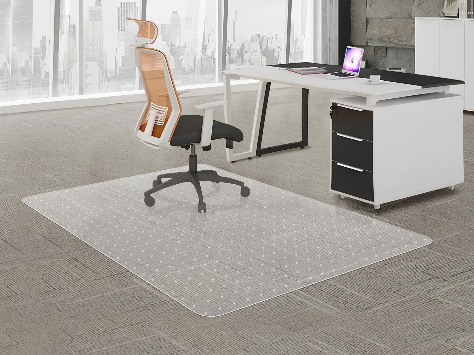 HOMEK Large Office Chair Mat for Carpeted Floors, 44" x 58" Clear Desk Floor Mat for Low Pile Carpets- Easy Glide Floor Protector Mat for Office Chair