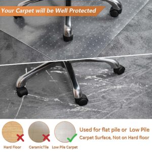 HOMEK Large Office Chair Mat for Carpeted Floors, 44" x 58" Clear Desk Floor Mat for Low Pile Carpets- Easy Glide Floor Protector Mat for Office Chair