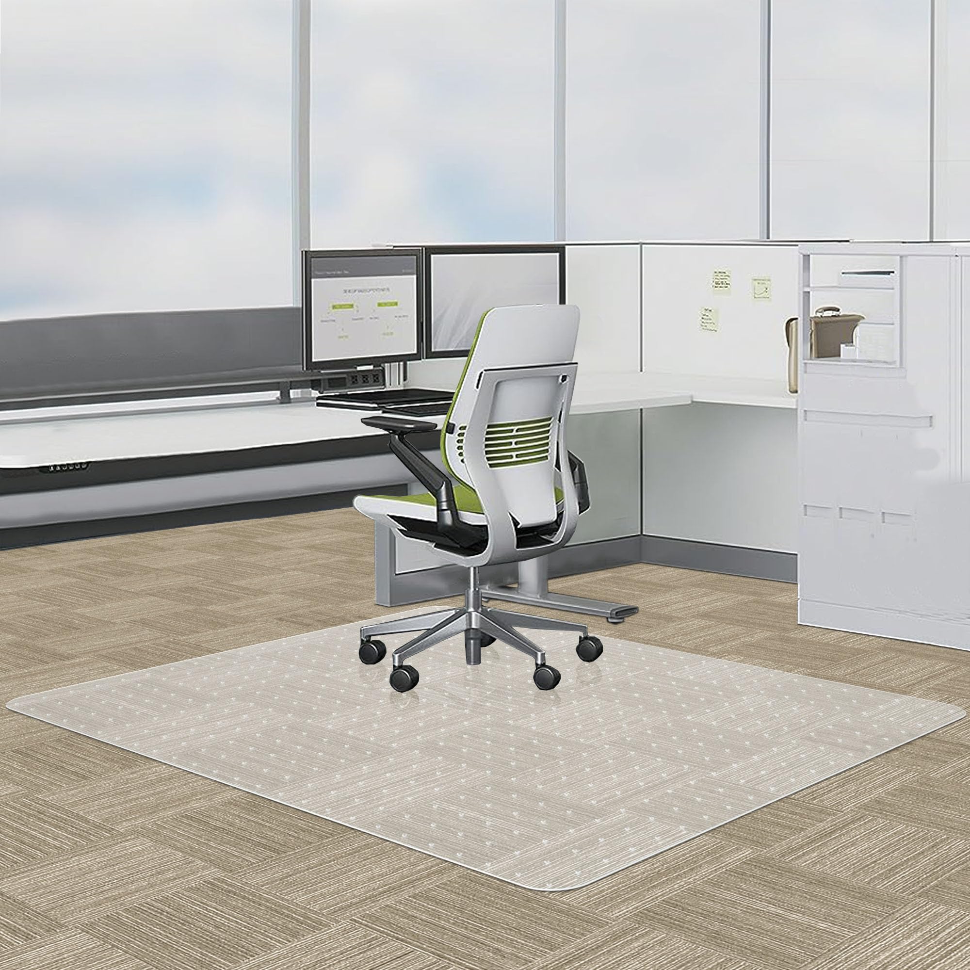 HOMEK Large Office Chair Mat for Carpeted Floors, 44" x 58" Clear Desk Floor Mat for Low Pile Carpets- Easy Glide Floor Protector Mat for Office Chair