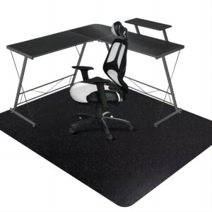 Office Chair Mat for Hard Floors, 63" x 51" Large Chair Mat for Hardwood Floor, Slip Resistant Floor Protector Chair Mat with Bling Surface Design, Vinyl Desk Mat for Home Office (Black)