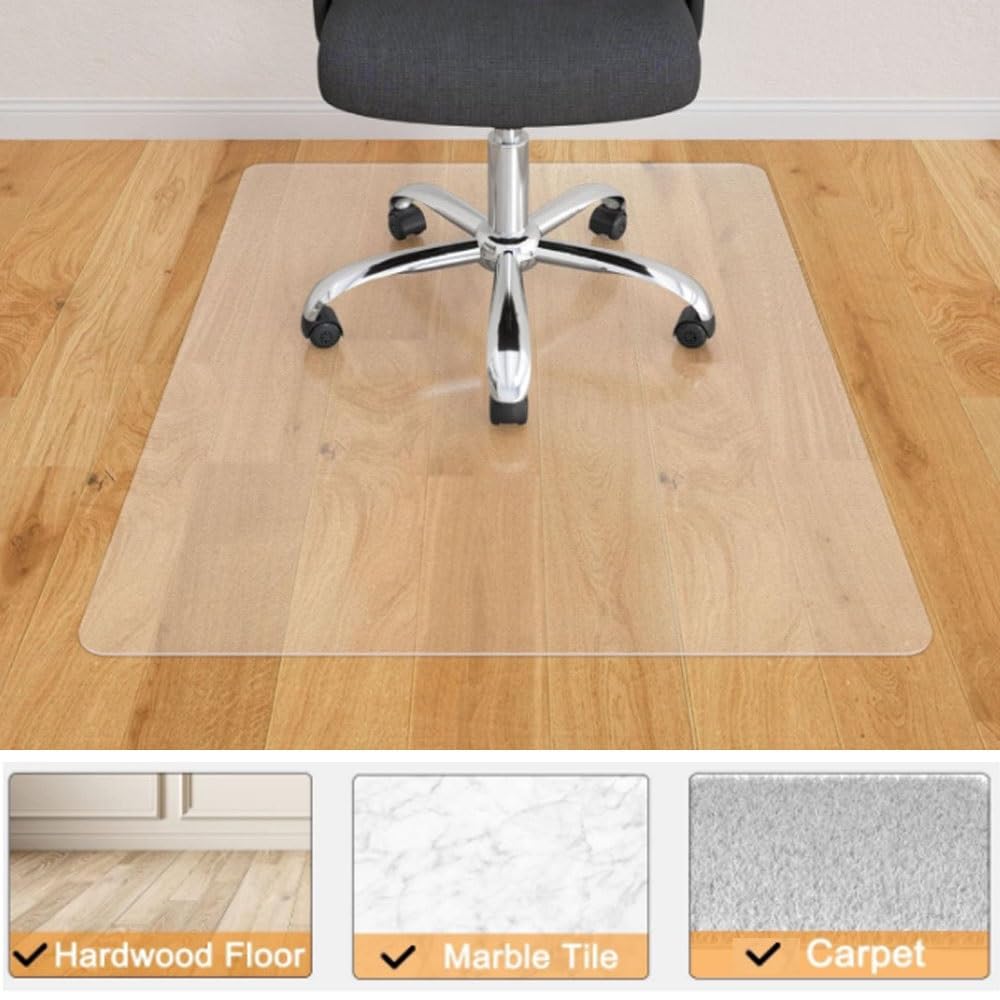 Transparent Office Chair Mat Clear PVC Plastic mats Easy Glide Floor Protector Pad Thick 0.04" 0.06" for Home Office Tile Carpet Custom Size (Color : T1mm/0.04")