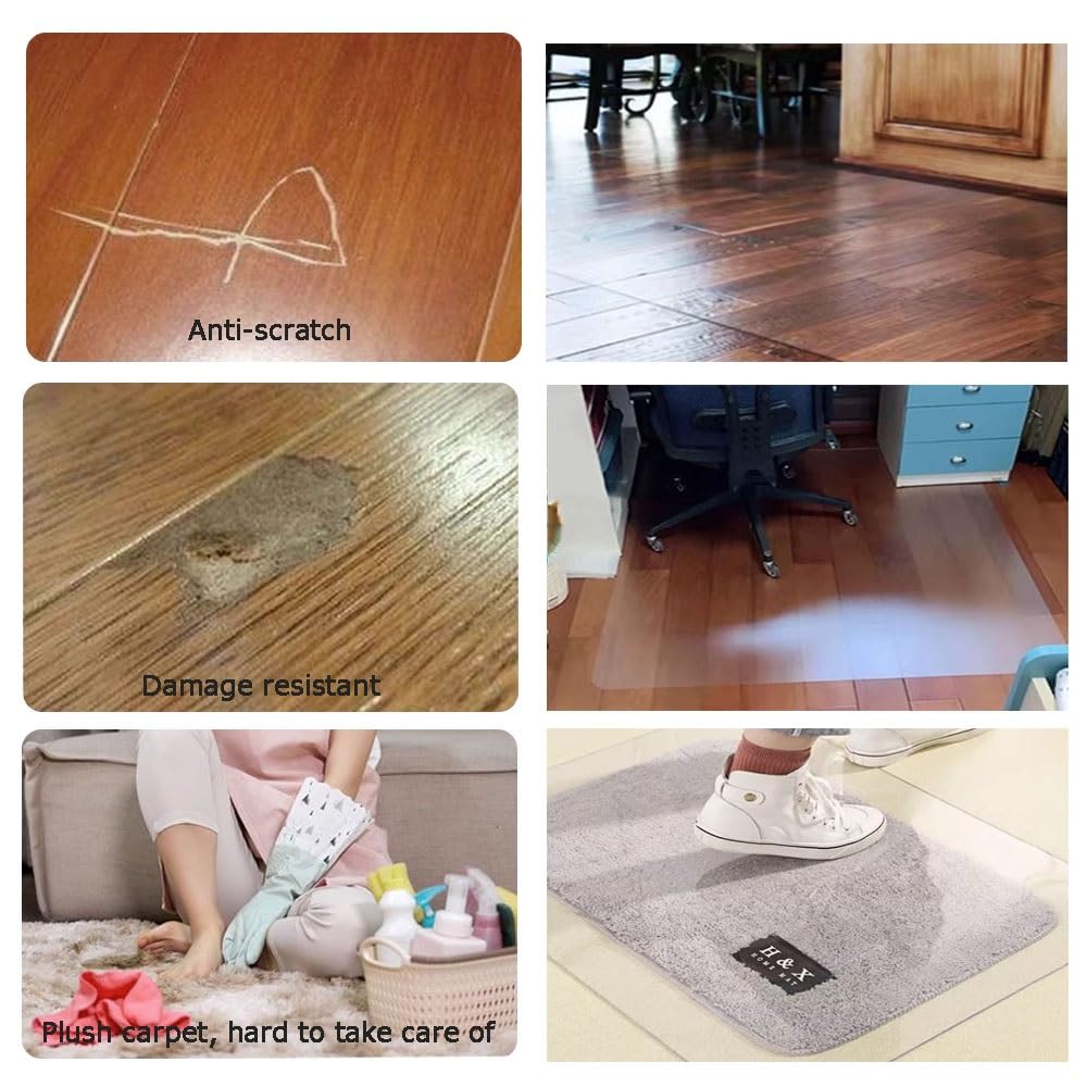 Home Office Chair Mat for Hardwood Floor 36"X48" 48"X72" 71"X87" 12x16in Multi-Purpose Clear PVC Chairmats for Easy Glide for Chairs (Color : T1mm/0.04")