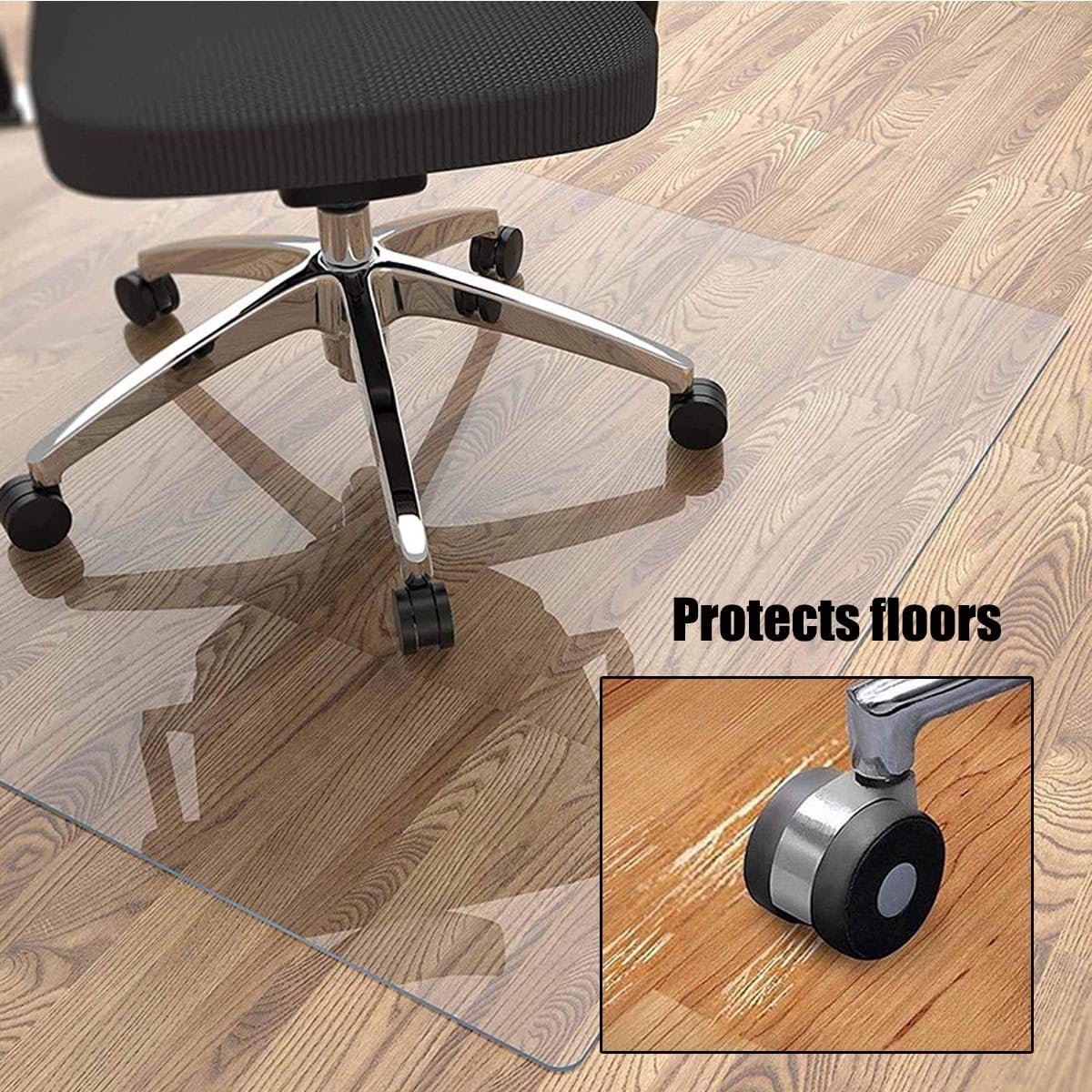 Floor Mat for Office Chair Hardwood 0.08" Thick Clear Chair Mat for Tile Floors PVC Desk Chair Mat for Wood Floors Transparent Home Floor Protector Mat Waterproof/Anti-Slip (Color : Frosted, Size :