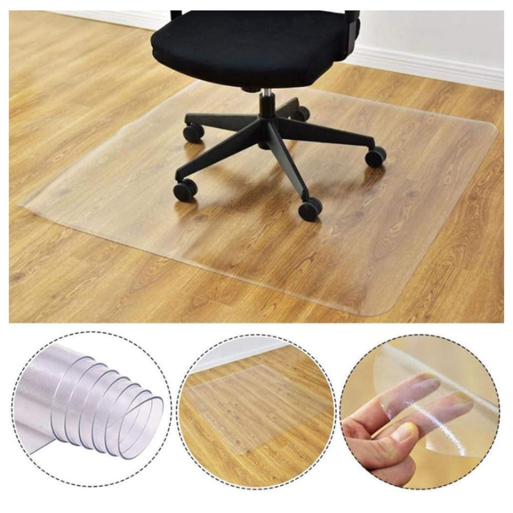 Clear Floor Mat for Office Chair 0.04"/0.06" Thick Under Desk Protector for Low and No Pile Carpeted Floors Mats Anti Scratch Easy Rolling/Effortless Rolling (Color : T1mm/0.04")