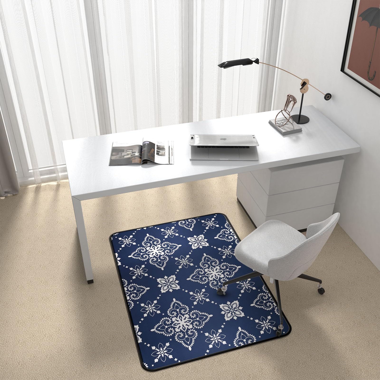 Mapuon Heavy Duty Desk Chair Mat for Carpet & Hardwood Floors, 48" x 36" Exquisite Jacquard Floor Mat Office Chair Mat for Carpeted Floors and Hardwood Floor for Home Office