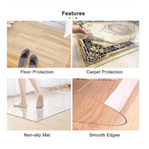 Clear PVC Desk Chair Mat 1.5mm with Non-Slip for Hard Floors Transparent PVC Mats Rectangle Floor Protector Mat, Area Rug Large Clear Vinyl Runner Rug for Hard Wood/Tile Floor,85-165cm wide for Office