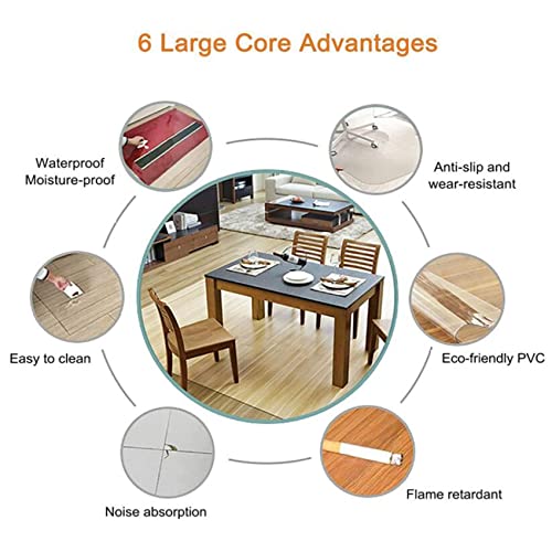 Clear PVC Desk Chair Mat 1.5mm Area Rugs Chair/Dining Table Floor Protector Mat,Transparent Nonslip Wear Resistant Desk Mat for Office Hallway Kitchen, 80/100/120/140cm Wide for Office & Home (Color