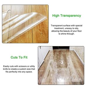 Clear PVC Desk Chair Mat Transparent Floor Protector,Office Chair Mat for Hardwood Floor, Carpet Protector, Transparent Plastic Non-Skid Waterproof Rug Runner, Can Be Cut for Office & Home (Color : C