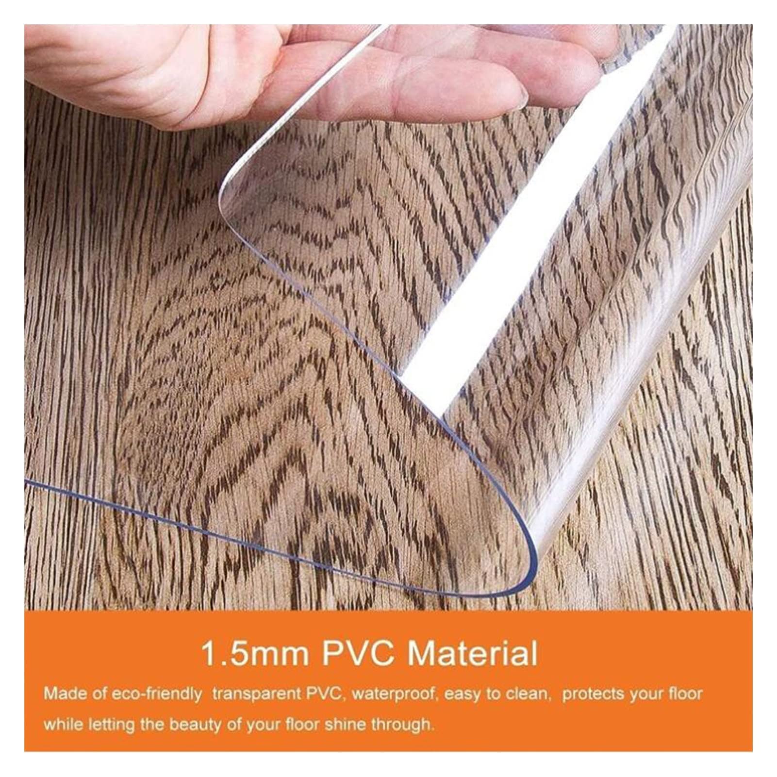 Clear PVC Desk Chair Mat Transparent Floor Protector,Vinyl Floor Protector Mat,Chair Mat-PVC Transparent Non-Slip Durable Floor Protector Mat for Office Home Hard Floor Carpet1.5mm Thick,125/135/145/1