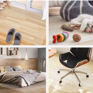 Clear PVC Desk Chair Mat Area Rugs Office Desk Chair/Dining Table Floor Protector Mat, HD Transparent Carpet Hallway Hardwood Floors Mat Protect Pad, Non-Skid, Waterproof, 80/100/120/140cm wide for Of