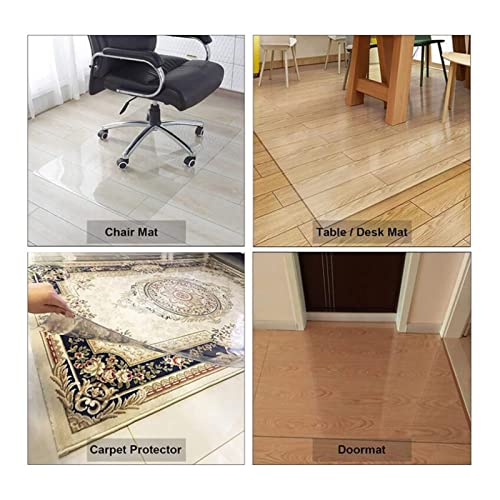 Clear PVC Desk Chair Mat Clear Vinyl Floor Runner Protect Pads,Doormat Protector Chair Mat,1.5mm,Office Chair Mat for Hardwood Floor, Carpet Protector, 110/120/130/140/150/160cm Wide,Office Home Chair