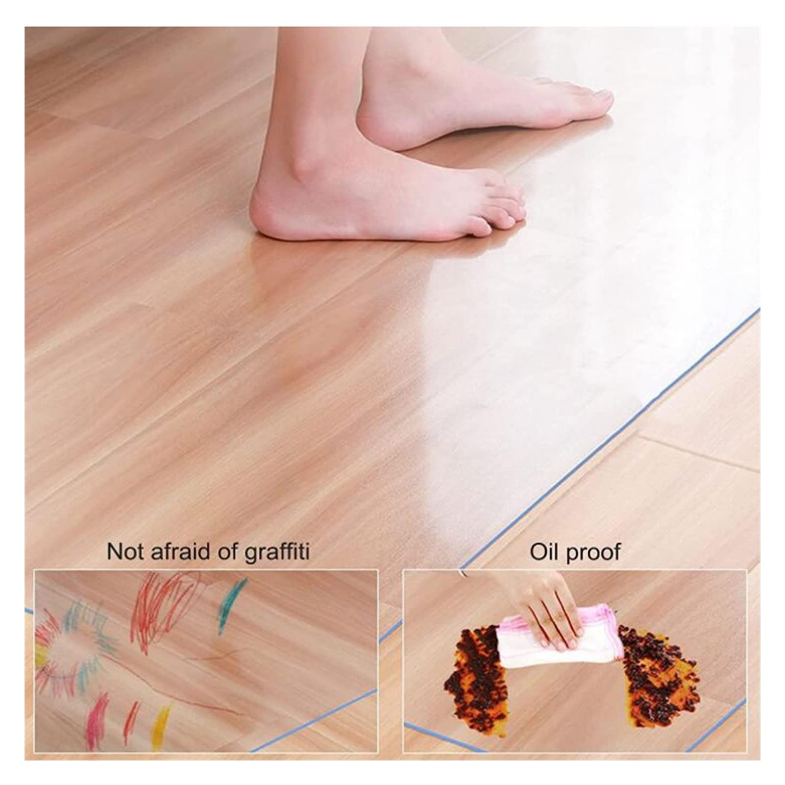 Clear PVC Desk Chair Mat 1.5mm Chair Mat For Floor Protection, Pvc Clear Transparent, Plastic Carpet Wooden Floor Protector Household Waterproof Non-slip Mat,85/105/125/145/165cm wide,100-600cm for Of