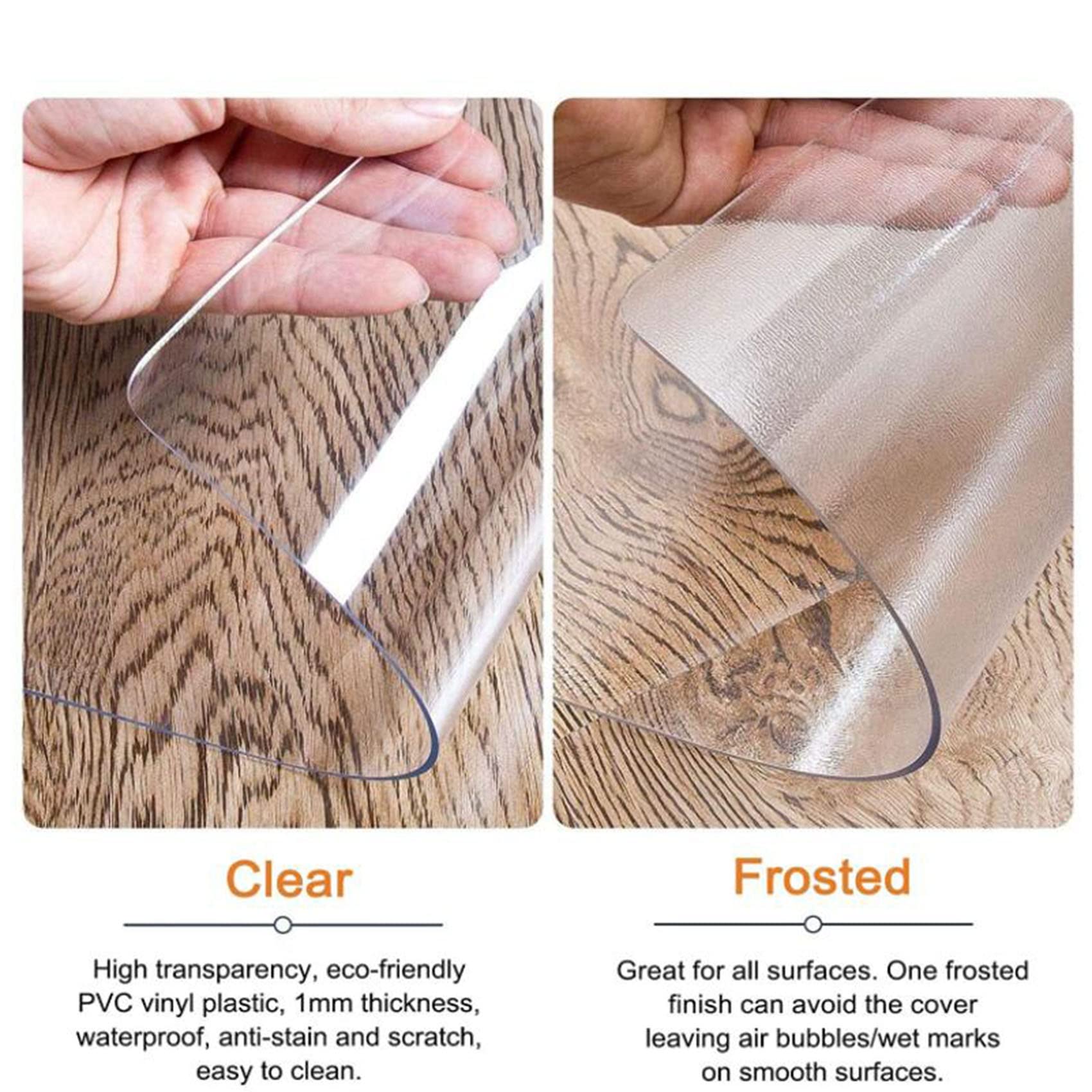 Clear PVC Desk Chair Mat Hardwood Floors Protection Pad for Cycling Bike/Table/Desk/Chairs, Wood Floor/Tile/Table Top Waterproof Rug Runner,1.5mm Thickness,65/75/85/95cm Wide, for Office & Home (Colo