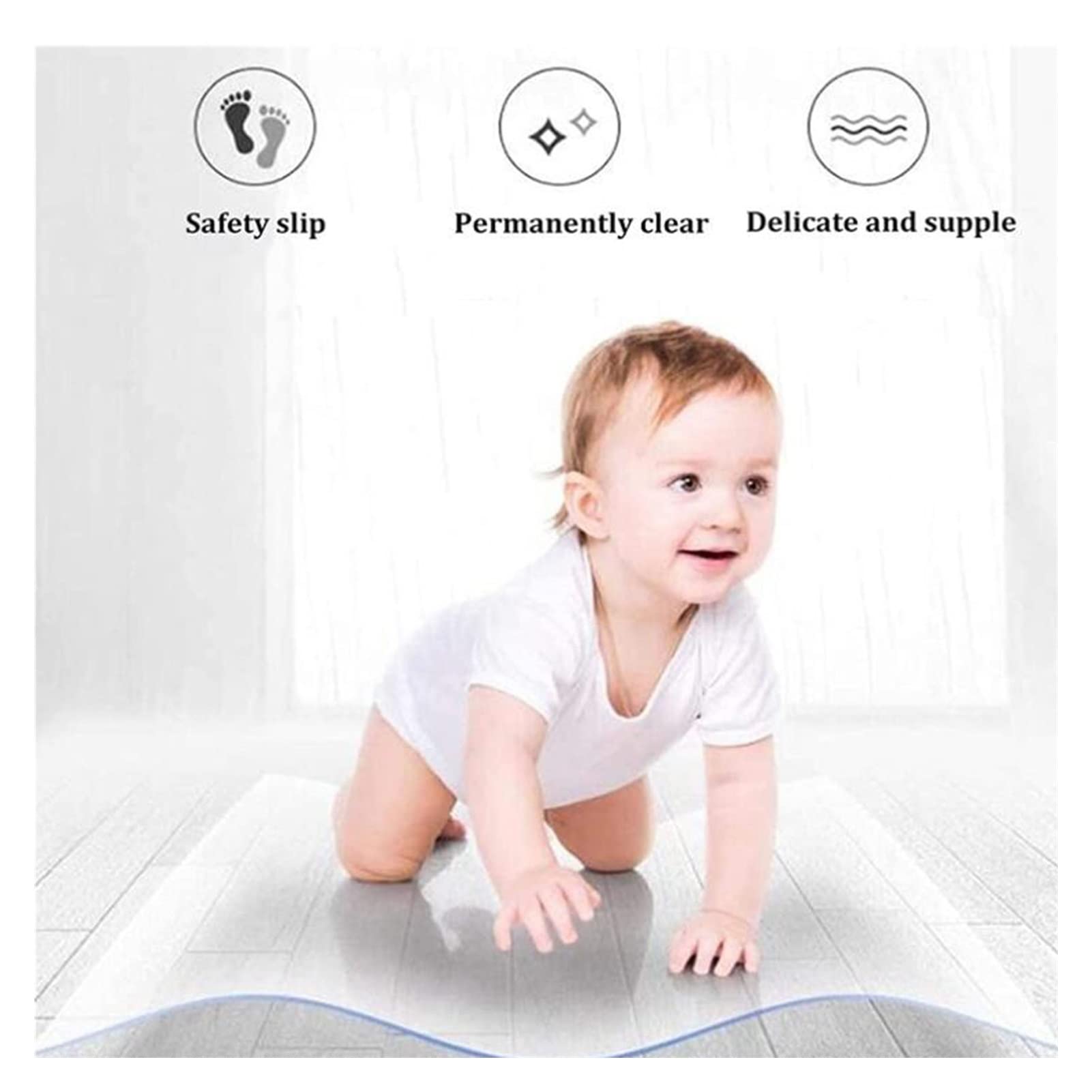 Clear PVC Desk Chair Mat 1.5mm Non-Slip Office Chair Mat Desk Pads Mat,Transparent Waterproof Chair Mat for Hardwood Floor Carpet,Waterproof Chair Mat for Hardwood Floor Carpet,60/80/90/100/120/140cm