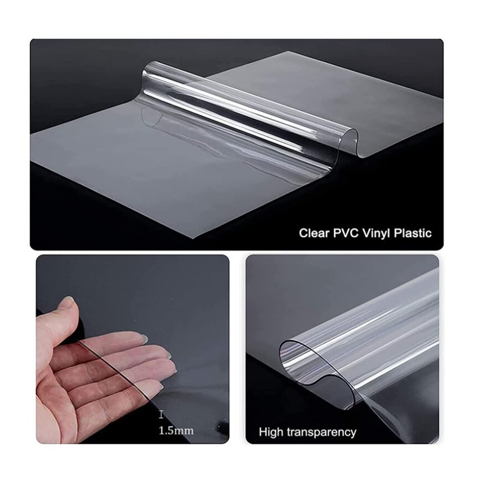 Clear PVC Desk Chair Mat 1.5mm Non-Slip Office Chair Mat Desk Pads Mat,Transparent Waterproof Chair Mat for Hardwood Floor Carpet,Waterproof Chair Mat for Hardwood Floor Carpet,60/80/90/100/120/140cm