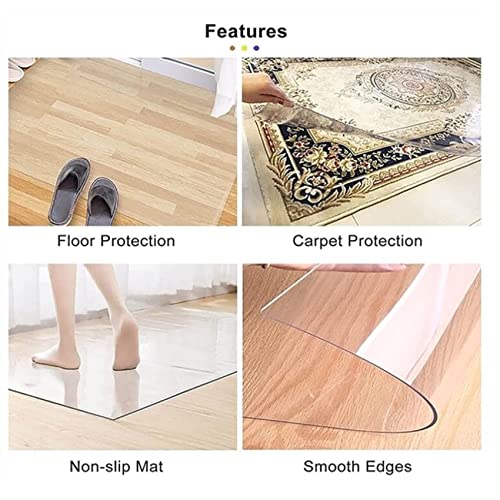 Clear PVC Desk Chair Mat 1.5mm Vinyl Floor Protector Mat,Chair Mat-PVC Transparent Non-Slip Durable Floor Protector Mat for Office Home Hard Floor Carpet Hallway Hardwood Floors Mat Protect Pad,60/80