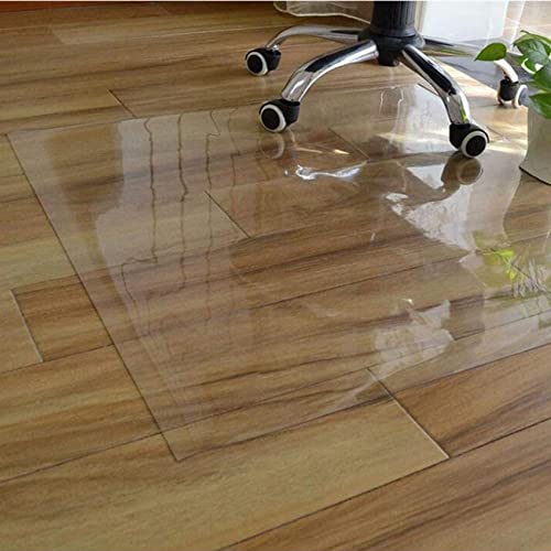 Clear PVC Desk Chair Mat Office Chair Mat for Hard Floors,Floor Mat,Door Mats,1.5mm Thick,95/115/135/155cm wide,100-600cm length,Clear Plastic Vinyl Rug Protector Cover, Family & Pet Friendly Transpar